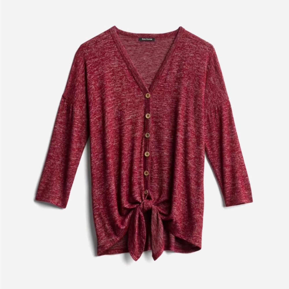 Pink Clover Jenelle Tie Brushed Knit Top